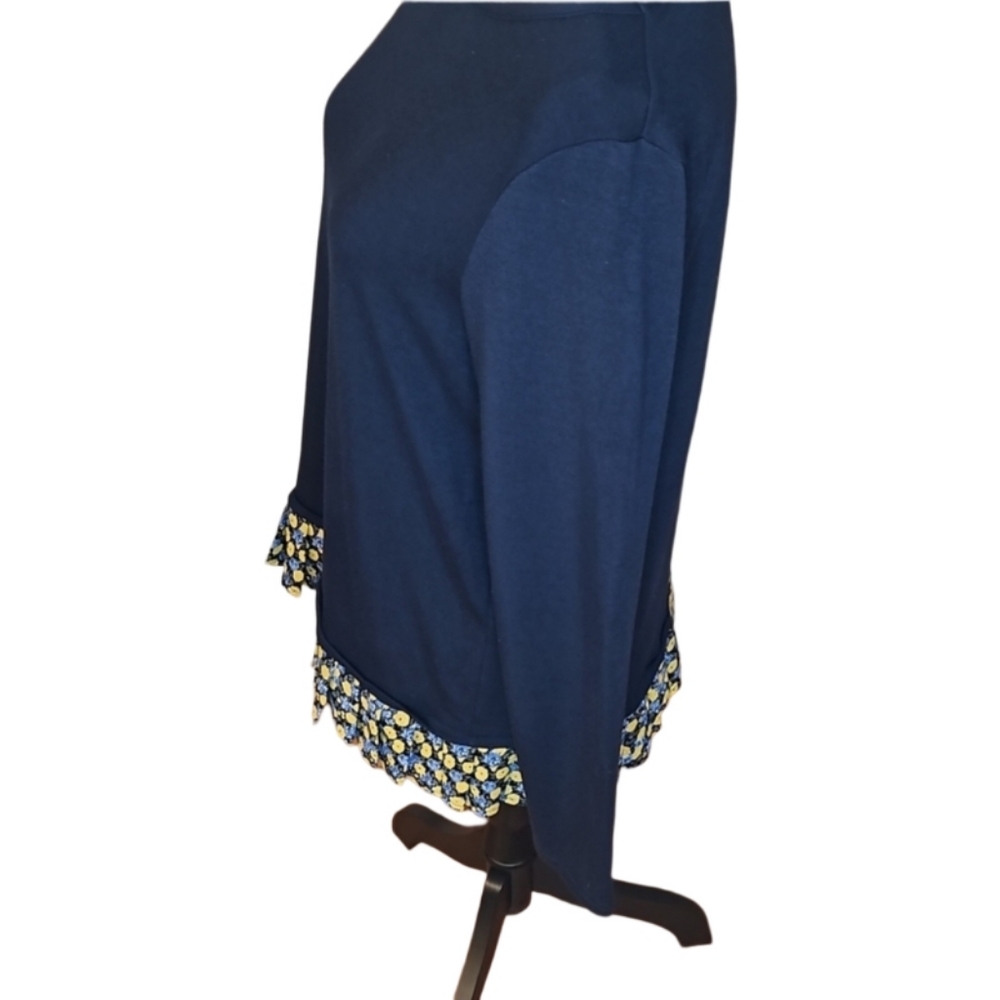 J Crew 3/4 Sleeve Shirt with Floral Trim - Picture 5 of 11